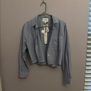 Blue and White Striped Button-Up Shirt